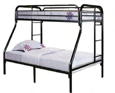 7004 Black Metal Bunk Bed (TWIN/FULL)