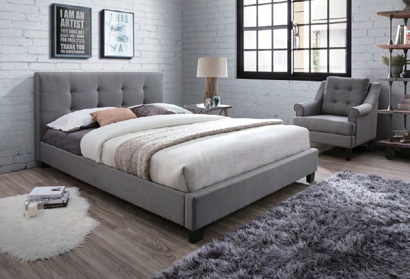 7011GRAY Modern Gray Wooden Platform Bed