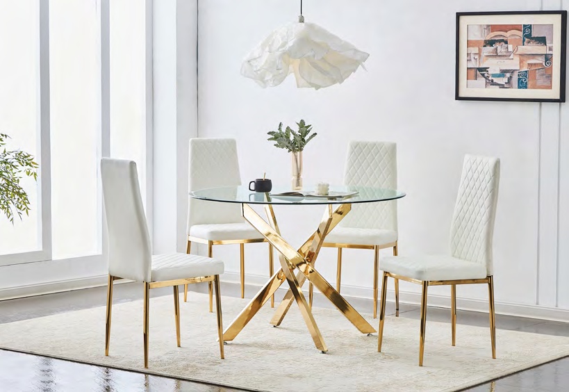 3104T / 3114T / 3103T / 3105T / 3106T Gold Glass Dining Sets