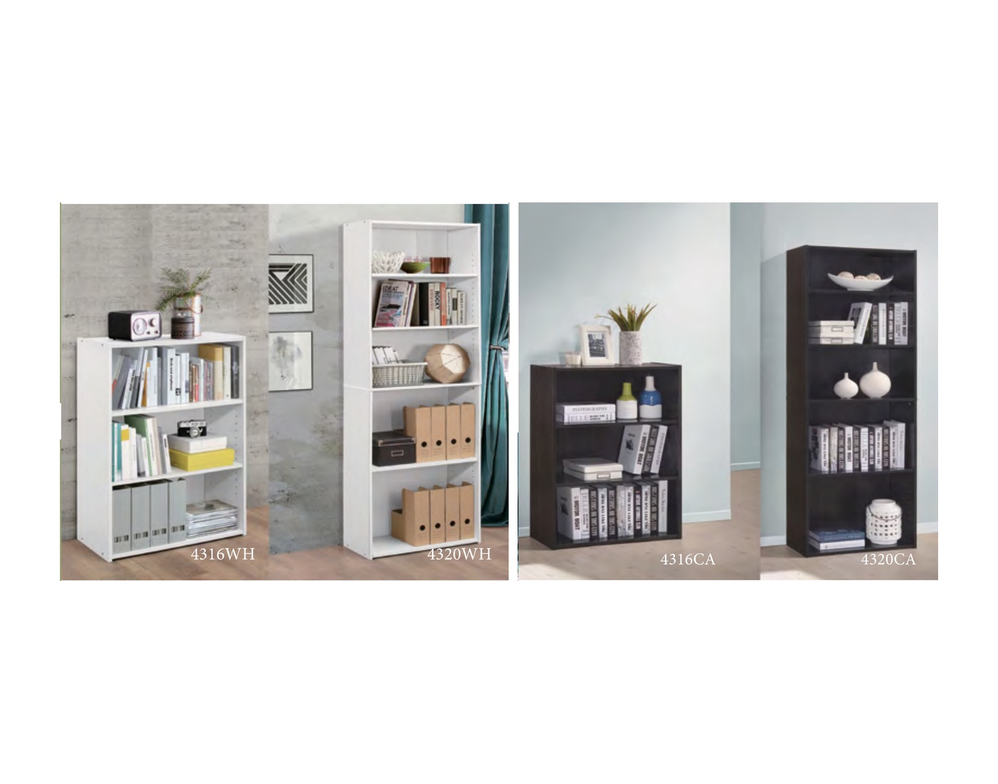 4316 / 4320 (WH / CA) Solid Wood Bookcase Series