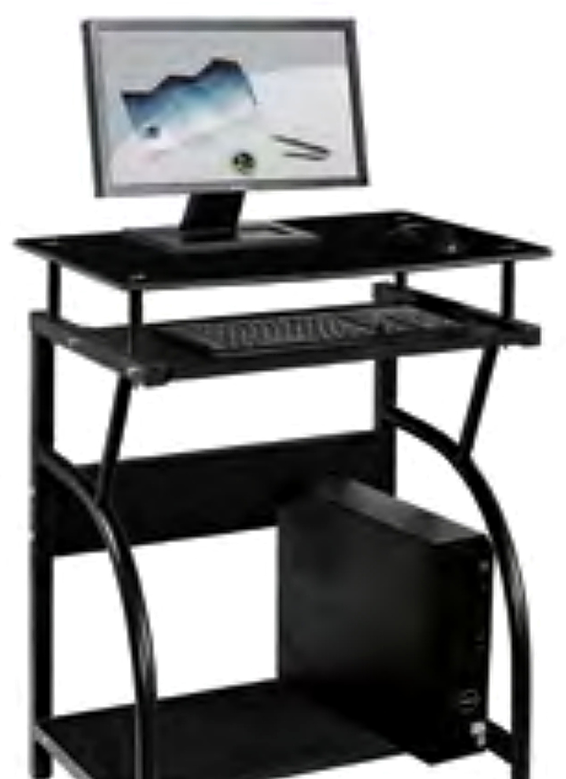 2714 Multi-Level Computer Desk with Glass Top