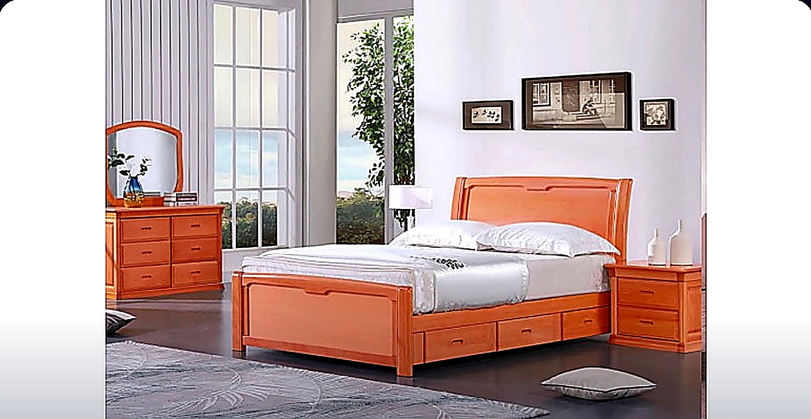 001-818 Luxury Solid Wood Storage Bed